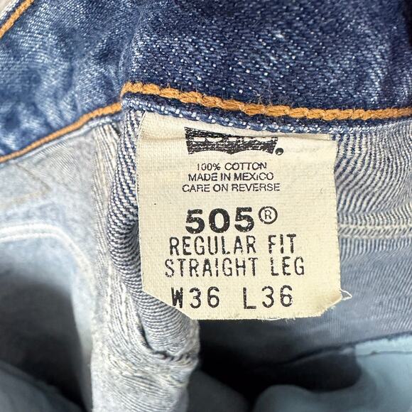 VTG Levis 505 Jeans Mens 36x36 Blue Dark Wash Regular Fit Denim Y2K Western - Picture 2 of 9